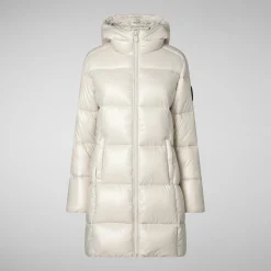 Women's Hooded Animal free Puffer Jacket Ines in Rainy Beige
