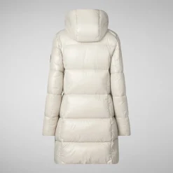 Women's Hooded Animal free Puffer Jacket Ines in Rainy Beige