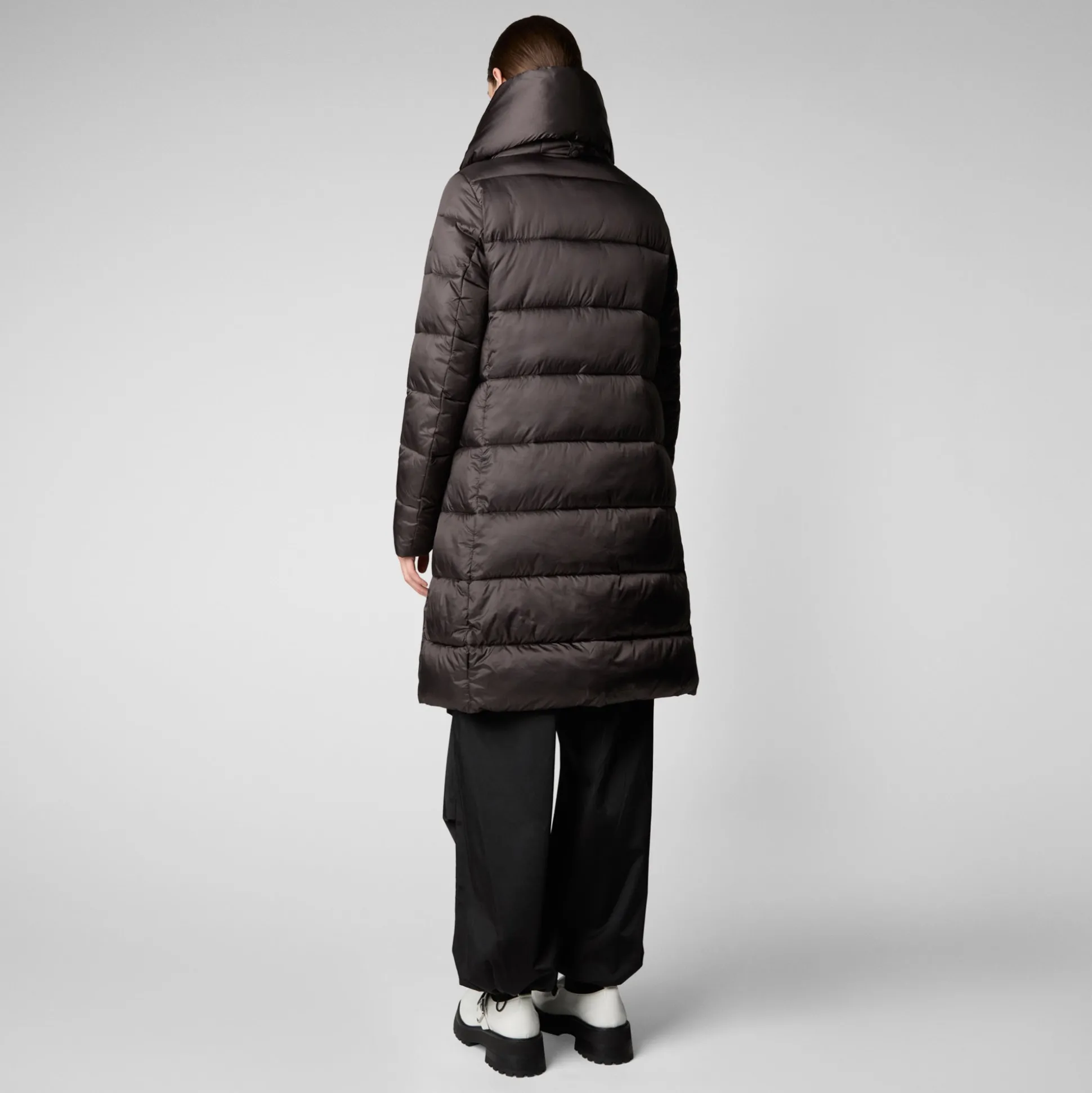 Women's Hooded Animal free Puffer Lysa Coat Brown Black