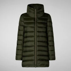 Women's Hooded Animal free Puffer Coat Lydia in pine green