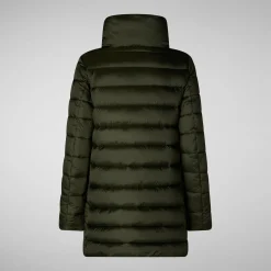 Women's Hooded Animal free Puffer Coat Lydia in pine green