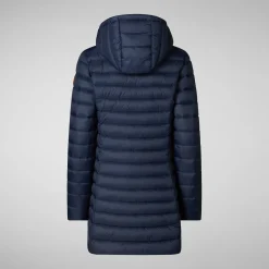 Women's Hooded Animal free Puffer Coat Carol in Navy Blue