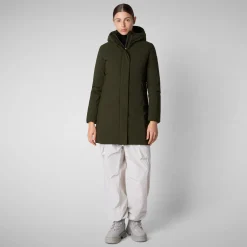 Women's Hooded Coat  Leyla  inLand Green