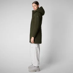 Women's Hooded Coat  Leyla  inLand Green