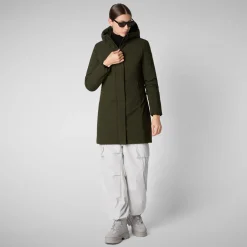Women's Hooded Coat  Leyla  inLand Green