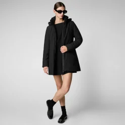 Women's Hooded Coat Lila in black