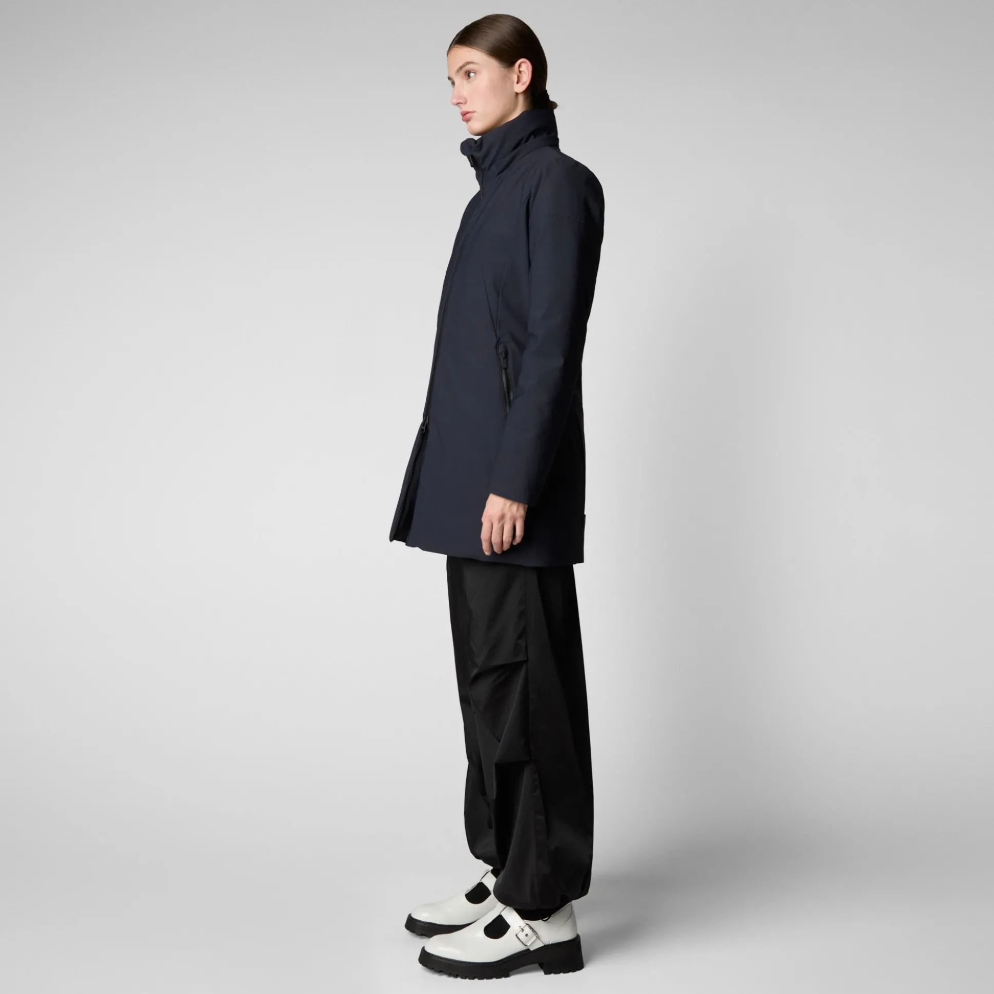 Women's Hooded Coat Lila in blue black