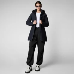 Women's Hooded Coat Lila in blue black