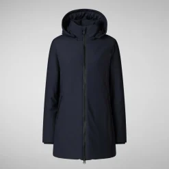 Women's Hooded Coat Lila in blue black