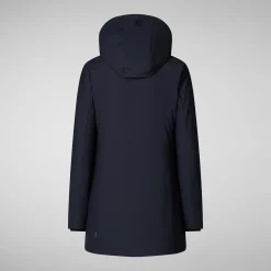 Women's Hooded Coat Lila in blue black
