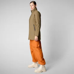 Women's Hooded Coat Lila in Husk Green