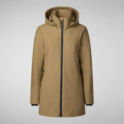Women's Hooded Coat Lila in Husk Green
