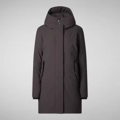 Women's hooded parka nellie in brown black