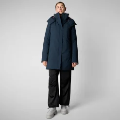 Women's hooded parka Samantah in blue black