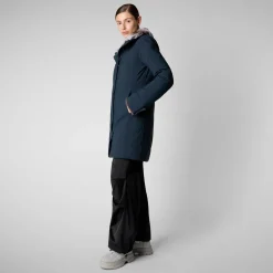 Women's hooded parka Samantah in blue black