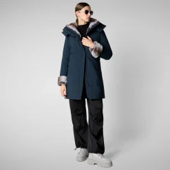 Women's hooded parka Samantah in blue black