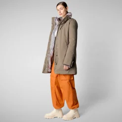 Women's hooded parka Samantah in mud grey