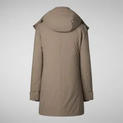 Women's hooded parka Samantah in mud grey