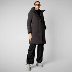 Women's hooded parka Sienna in brown black