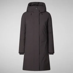 Women's hooded parka Sienna in brown black