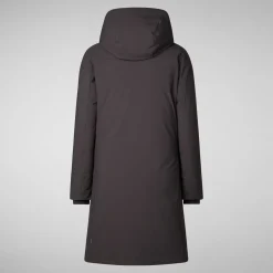 Women's hooded parka Sienna in brown black