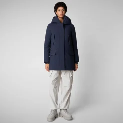 Women's hooded parka Soleil in navy blue
