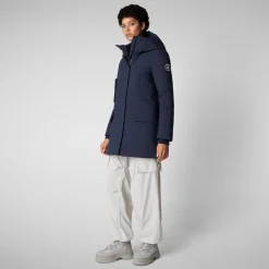 Women's hooded parka Soleil in navy blue