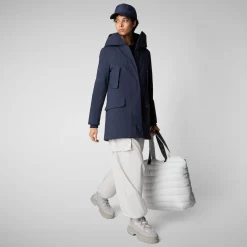 Women's hooded parka Soleil in navy blue