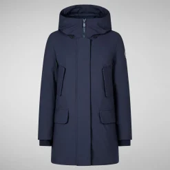 Women's hooded parka Soleil in navy blue
