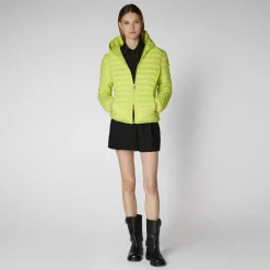 Women's Hooded Puffer Jacket Daisy in Lichen Green