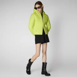Women's Hooded Puffer Jacket Daisy in Lichen Green