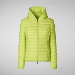 Women's Hooded Puffer Jacket Daisy in Lichen Green