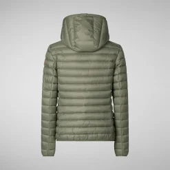 Women's Hooded Puffer Jacket Daisy in Swamp Green