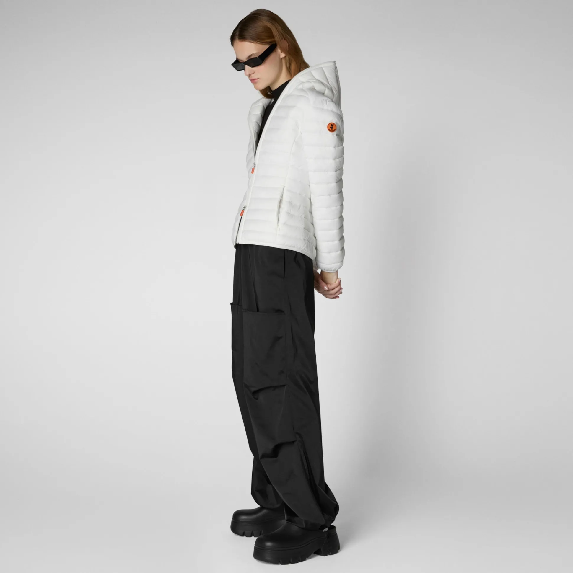Women's Hooded Puffer Jacket Daisy in Off White