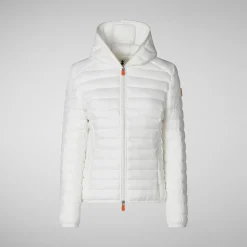 Women's Hooded Puffer Jacket Daisy in Off White
