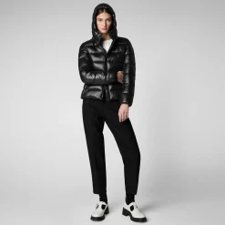 Women's Hooded Puffer Jacket Cosmary in Black
