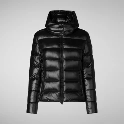 Women's Hooded Puffer Jacket Cosmary in Black