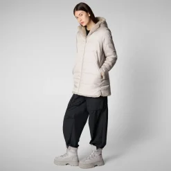 Women's Hooded Reversible Jacket Bridget in Rainy Beige