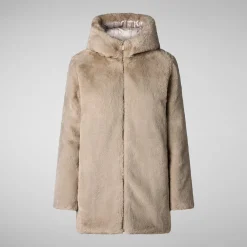 Women's Hooded Reversible Jacket Bridget in Rainy Beige