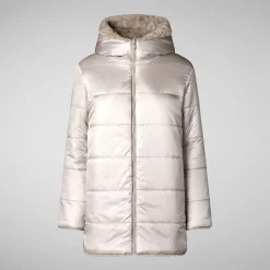 Women's Hooded Reversible Jacket Bridget in Rainy Beige