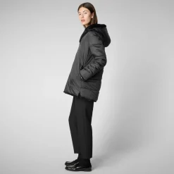 Women's Hooded Reversible Jacket Bridget in Black