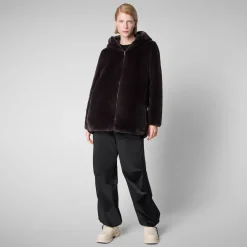 Women's Hooded Reversible Coat Bridget in Brown Black