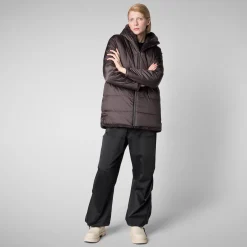 Women's Hooded Reversible Coat Bridget in Brown Black