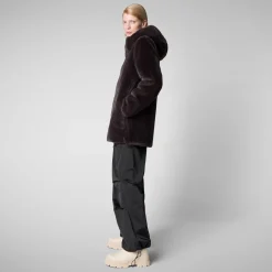 Women's Hooded Reversible Coat Bridget in Brown Black