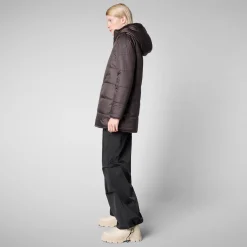 Women's Hooded Reversible Coat Bridget in Brown Black