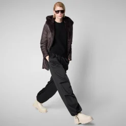 Women's Hooded Reversible Coat Bridget in Brown Black