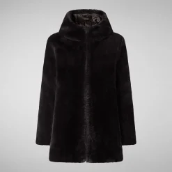 Women's Hooded Reversible Coat Bridget in Brown Black