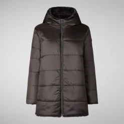 Women's Hooded Reversible Coat Bridget in Brown Black