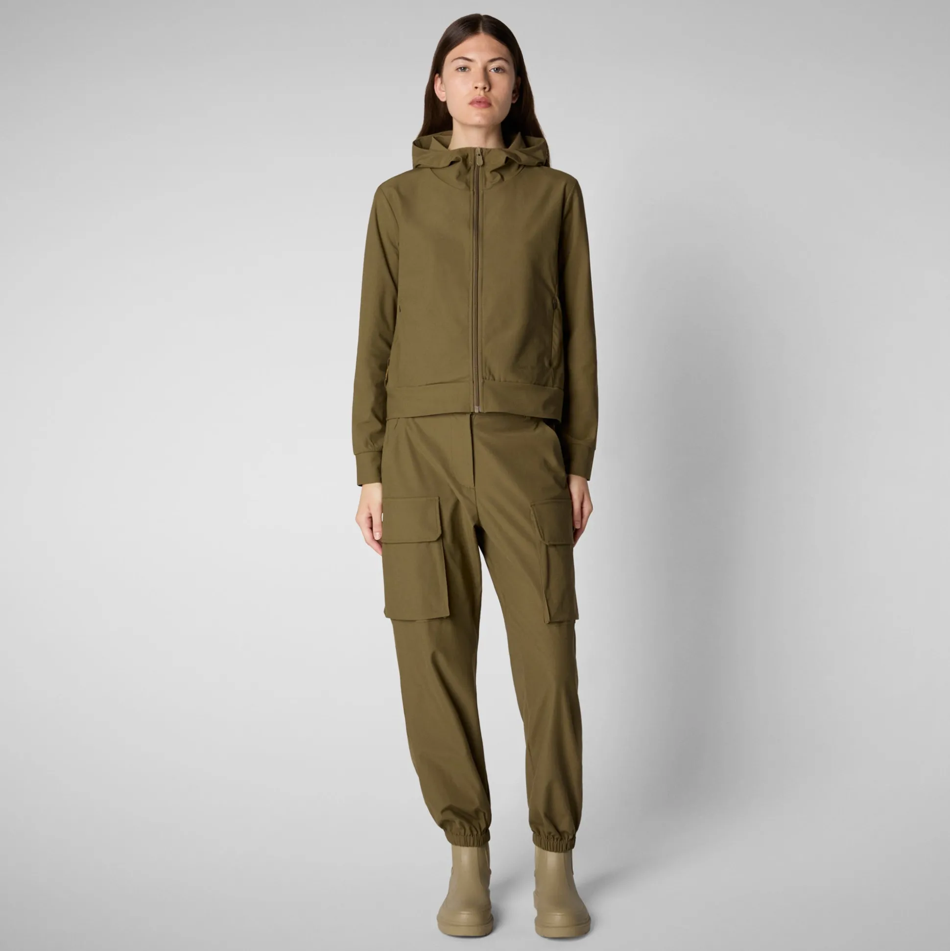 Women's hooded sweatshirt Pear in husk green