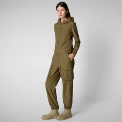 Women's hooded sweatshirt Pear in husk green